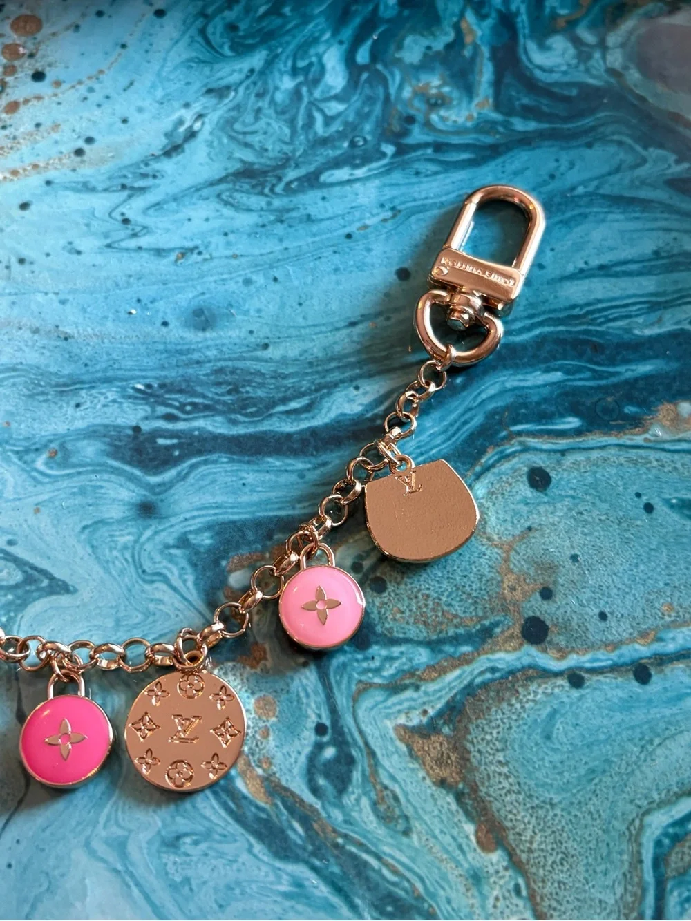 Louis Vuitton Rose Gold and Pink Charm Chain Accessory